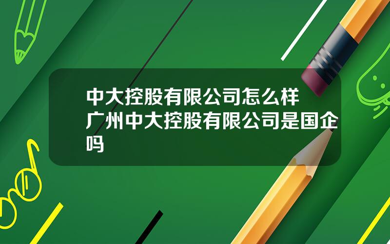 中大控股有限公司怎么样 广州中大控股有限公司是国企吗